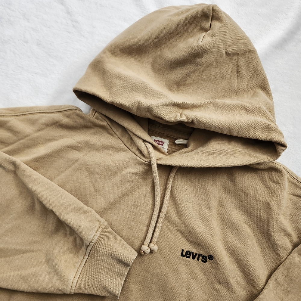LEVI'S Unisex Pullover Sweatshirt Hoodie Relaxed Fit Caramel Brown Tan Medium‎